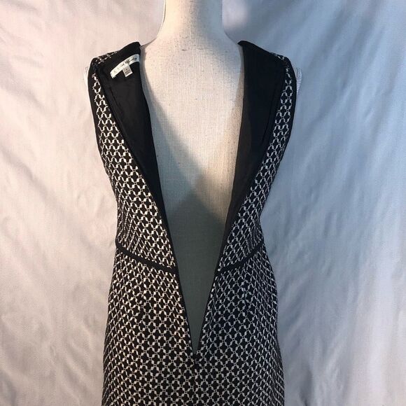 Anthropologie Beth Bowley White Sleeveless Sheath Dress with Black Embroidery 4 - Picture 6 of 9